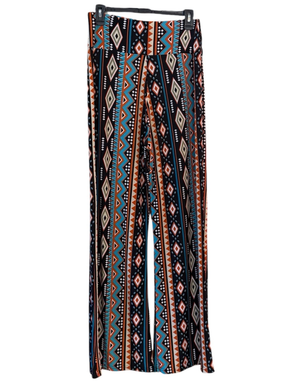 Wide-Leg Geometric Print Pants - Black Multi
